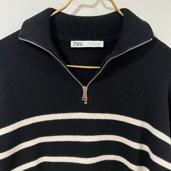 Zara blogger favorite striped collar knitted oversize sweater cardigan - Picture 4 of 6